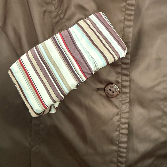 Brown Long Coat with Striped Lining - Picture 3 of 5